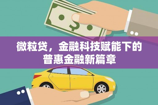 闻喜微粒贷，金融科技赋能下的普惠金融新篇章