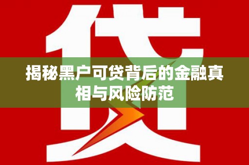 定兴揭秘黑户可贷背后的金融真相与风险防范