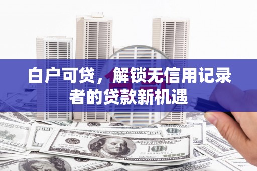 龙岗白户可贷，解锁无信用记录者的贷款新机遇