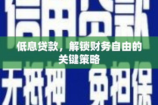 铁锋低息贷款，解锁财务自由的关键策略