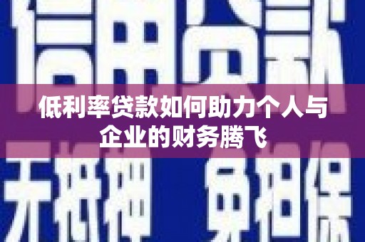 民乐低利率贷款如何助力个人与企业的财务腾飞