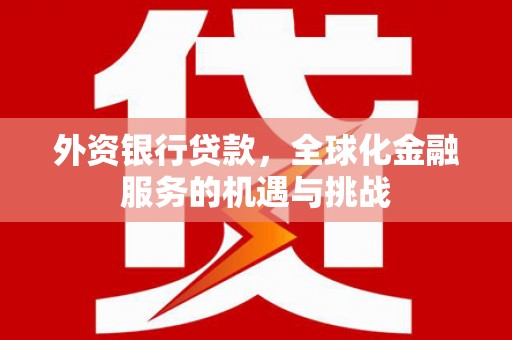 剑川外资银行贷款，全球化金融服务的机遇与挑战